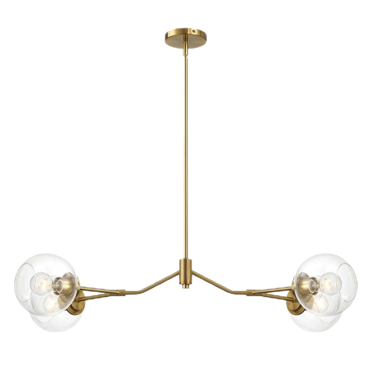 Jewel - 4 Lights Modern Farmhouse Chandelier Ceiling Hanging Light Fixture - Clear / Gold