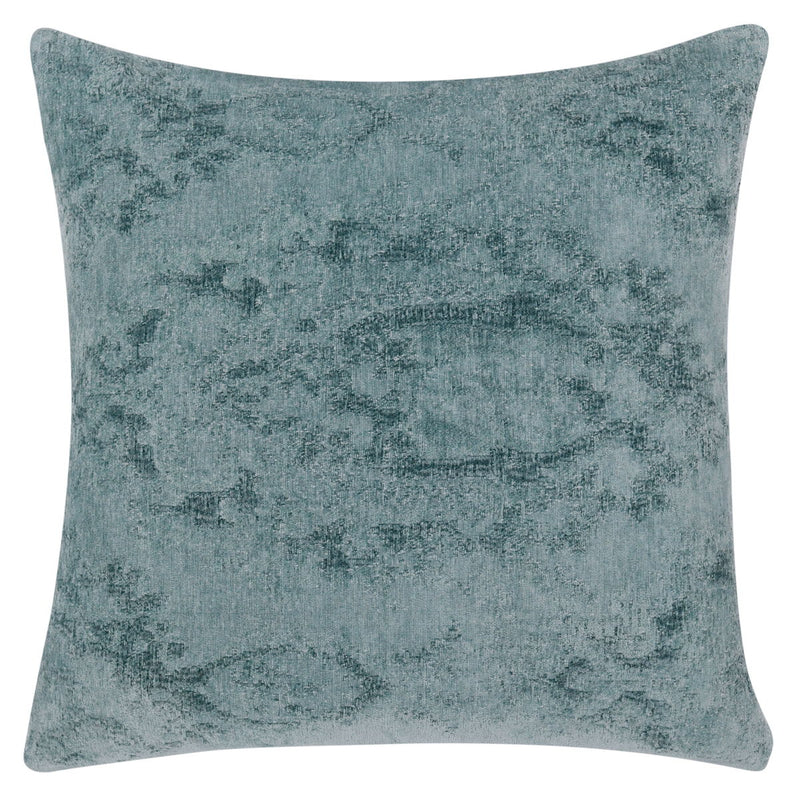 SLD decorative pillow in muted blue with distressed texture, square shape