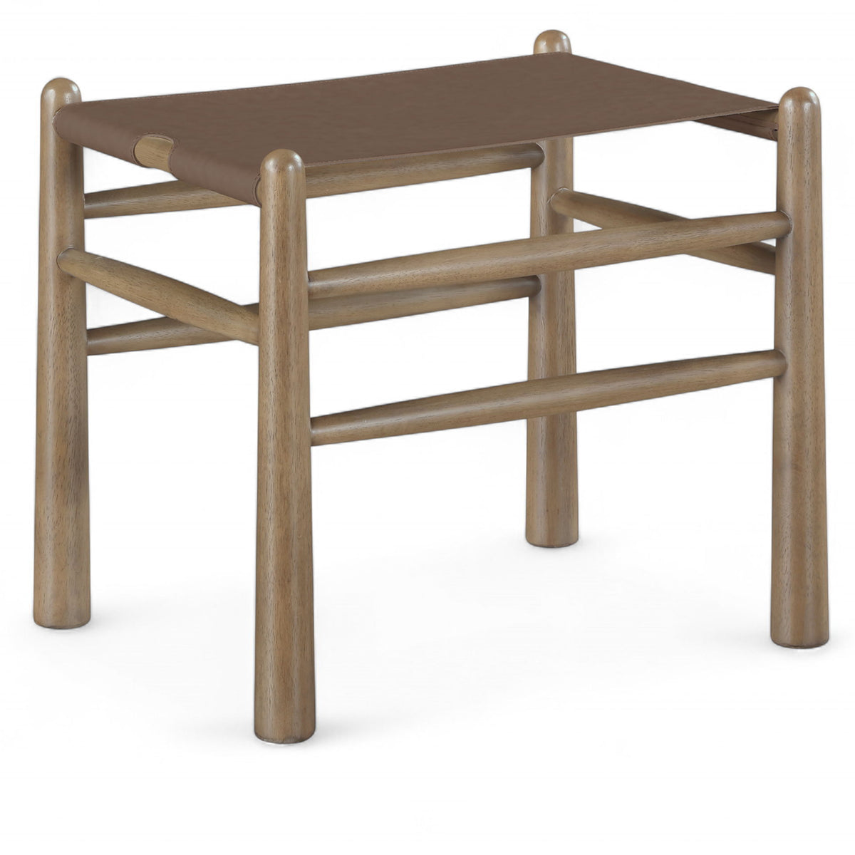 Santos - Faux Leather Upholstered Bench - Walnut Frame