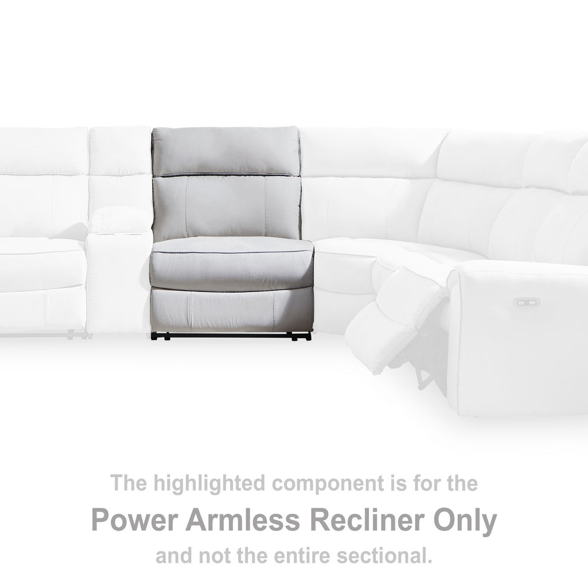 Social Pointe - Power Armless Recler With Adjustable Headrest - Pearl / Ash