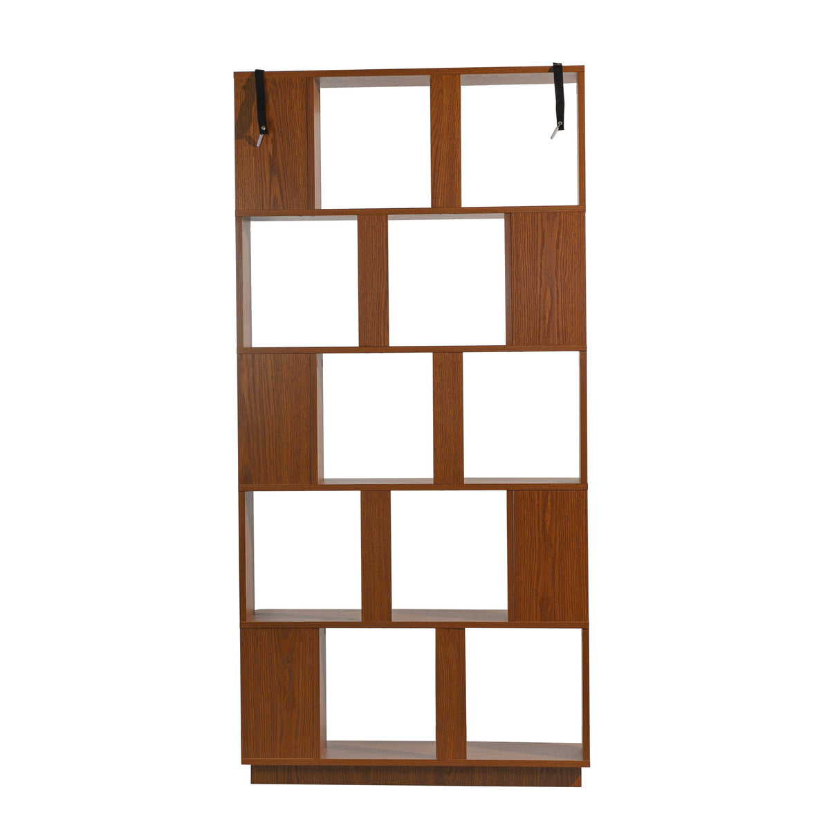 Dark brown 5-tier open bookcase with square open shelves