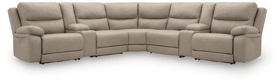 Gray reclining sectional sofa profile with multiple recliner seats and arms