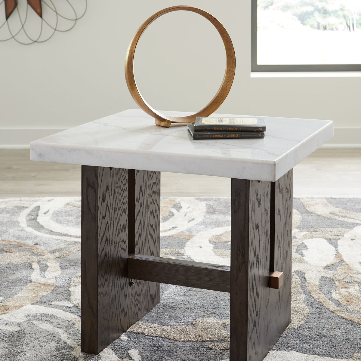 Burkhaus - Rectangular End Table - White / Dark Brown