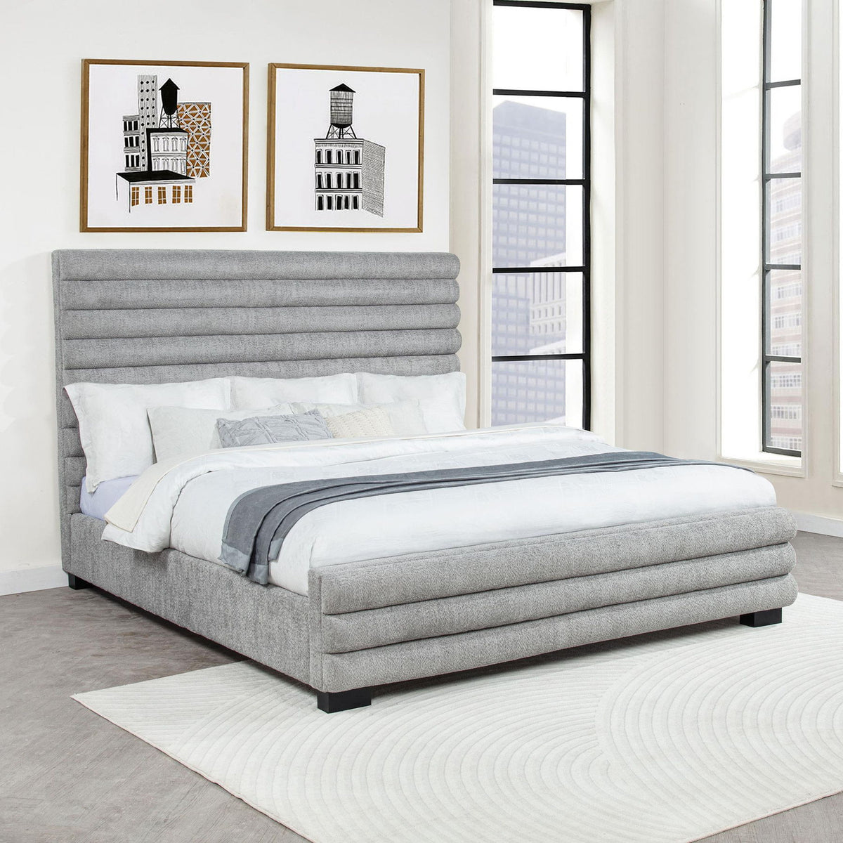 Patricia 58-inch Boucle Upholstered Eastern King Bed Grey