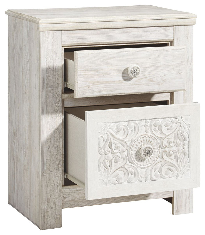 Paxberry - Two Drawer Night Stand - Whitewash