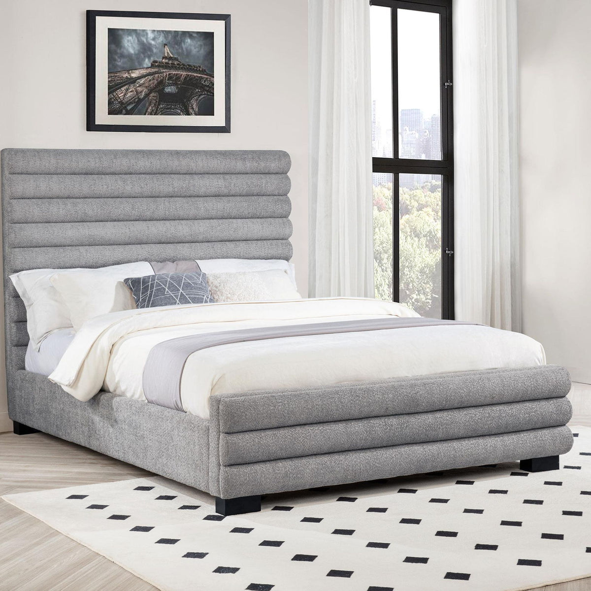 Patricia 58-inch Boucle Upholstered Queen Bed Grey