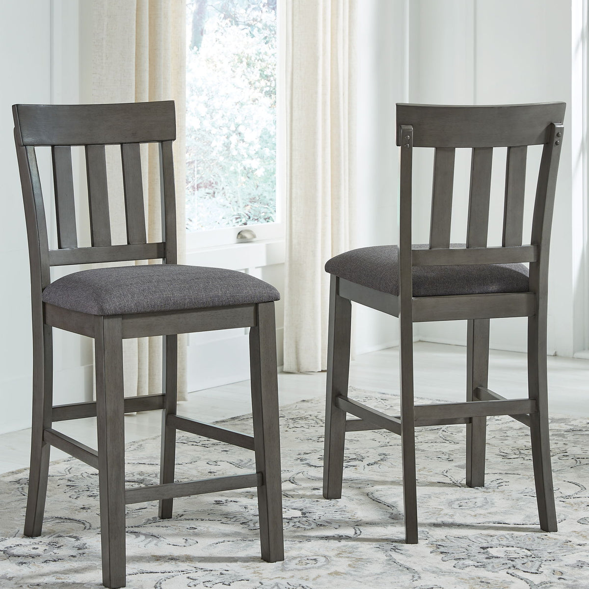 Hallanden - Upholstered Barstool (Set of 2) - Black / Gray