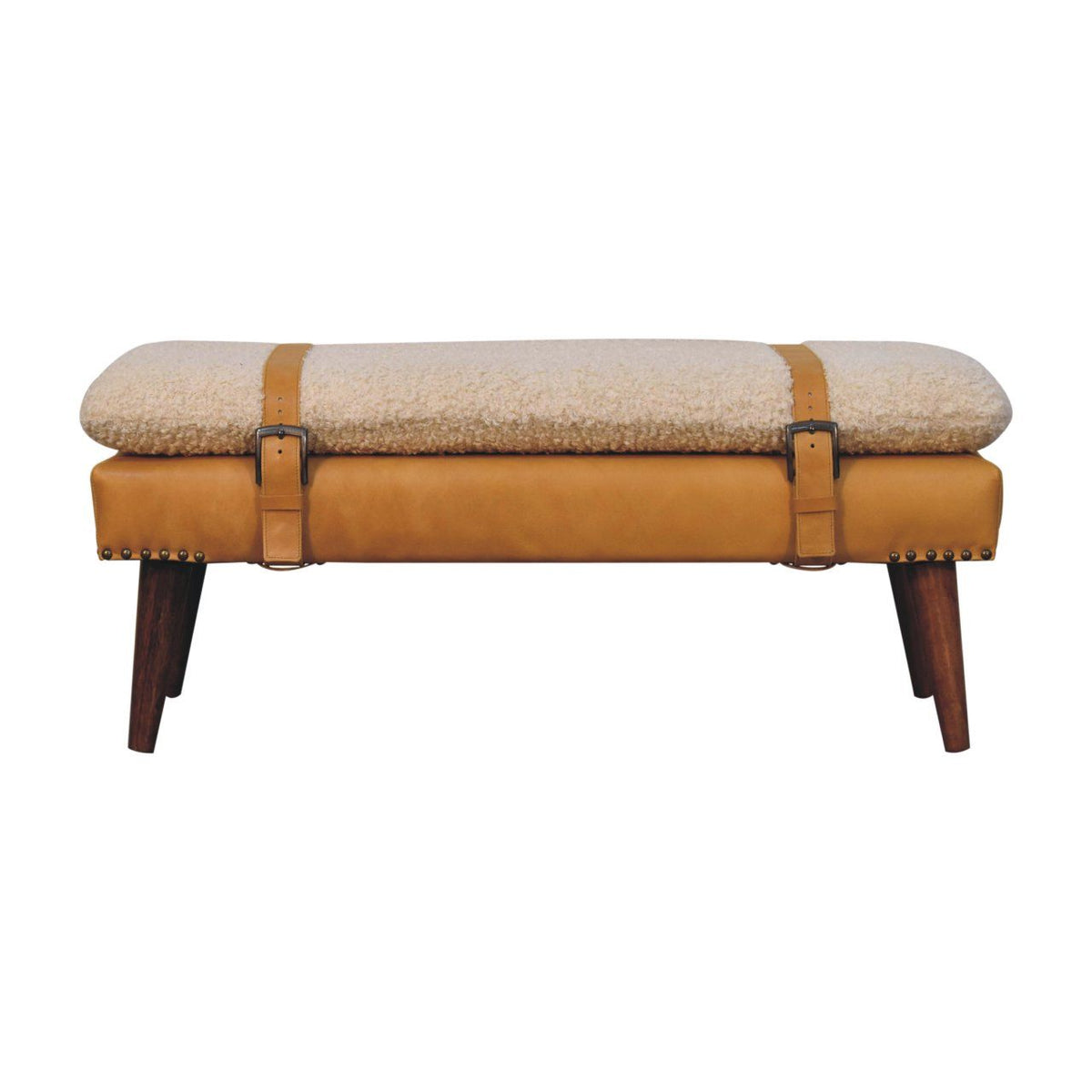 Boucle Leather Bench - Tan