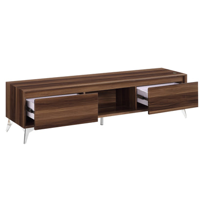 Raceloma - TV Stand (With LED) - Walnut / Chrome