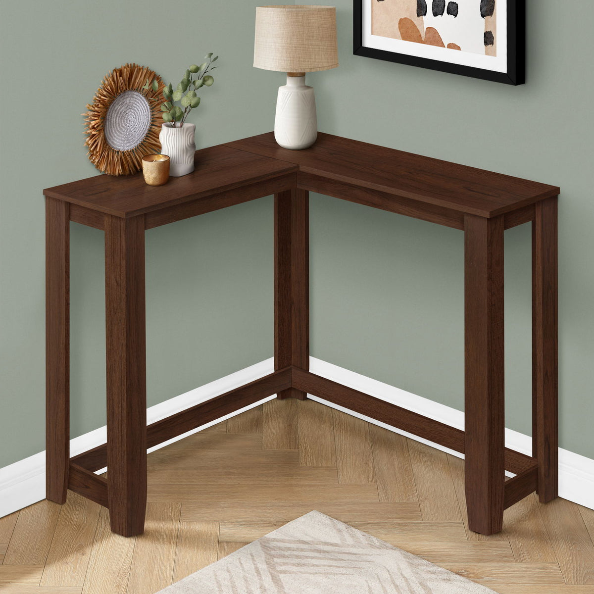 Corner Accent Console Table For Entryway, Contemporary & Modern - Cherry