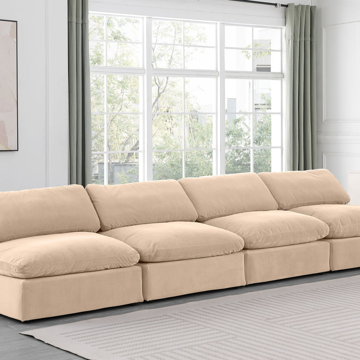 Comfy - Velvet Modular Armless Sofa 4 Seats
