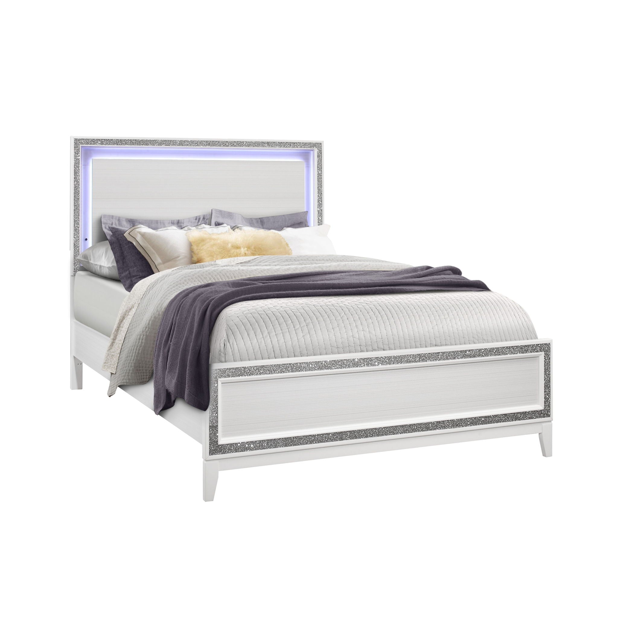 Almera - 5 Piece Bedroom Set With LED Lighting And Glitter Details