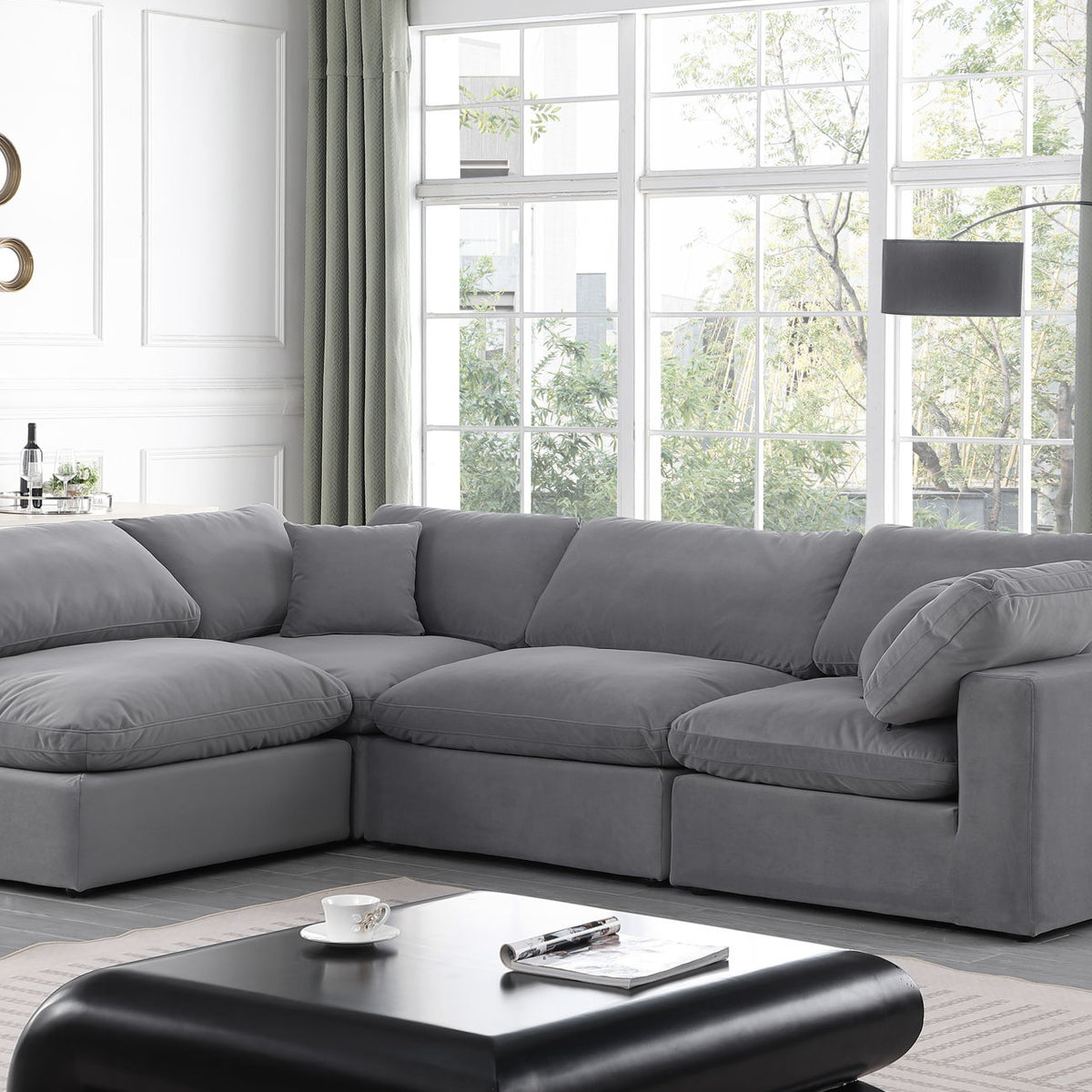 Comfy - 4 Piece Velvet Modular Armless Sectional