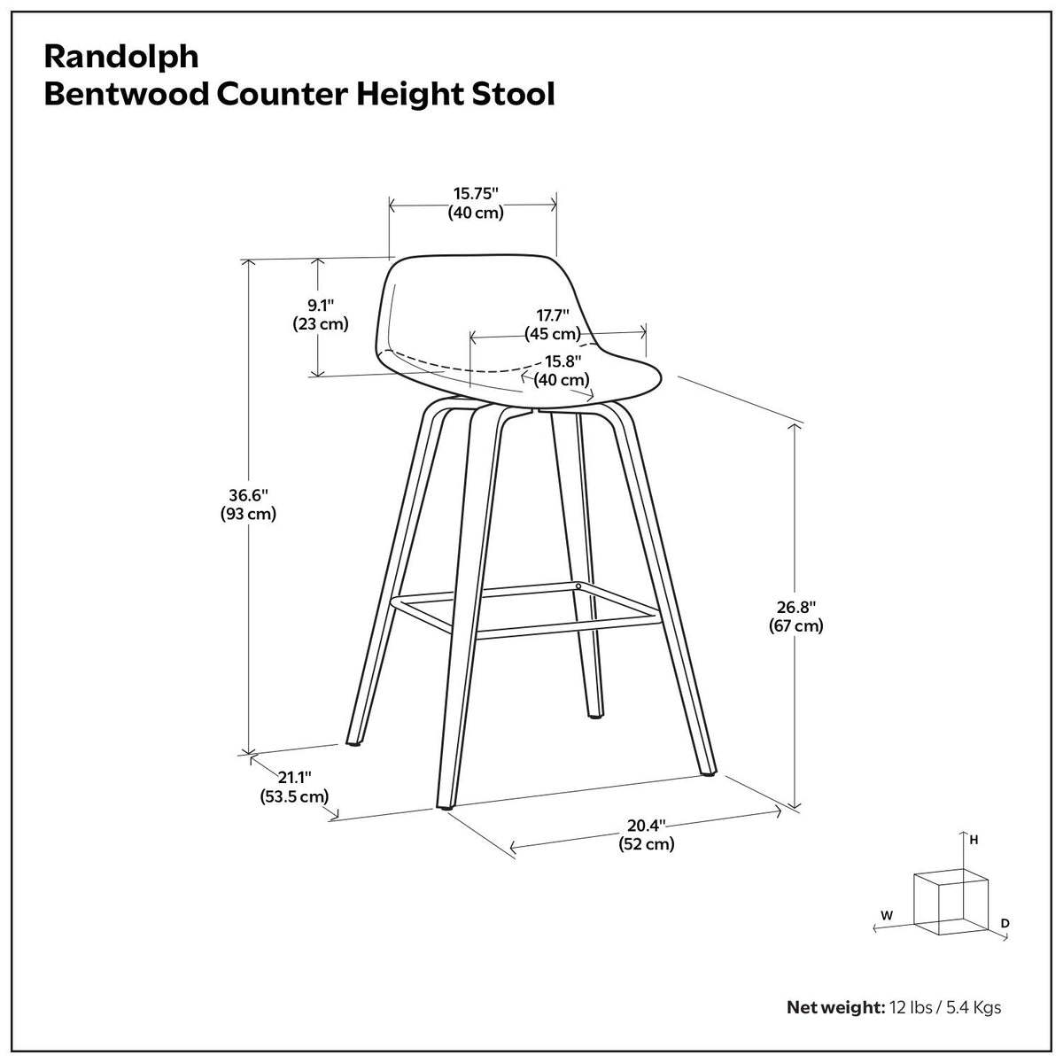 Randolph - Bentwood Multifunctional Counter / Bar Height Stool (Set of 2)