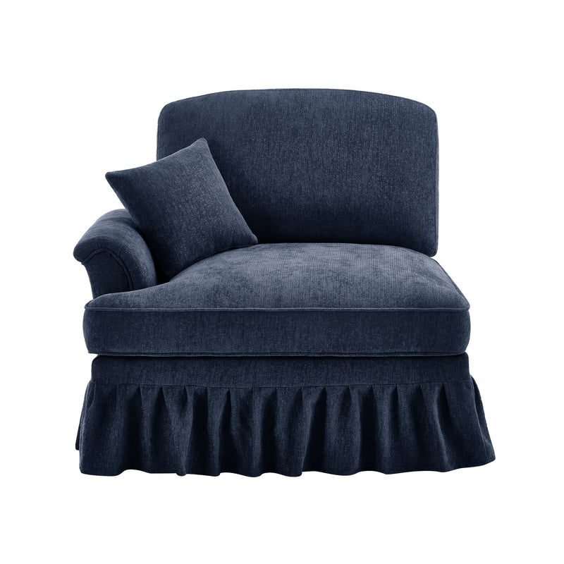 Left-Facing Chenille Sofa - Blue Chenille