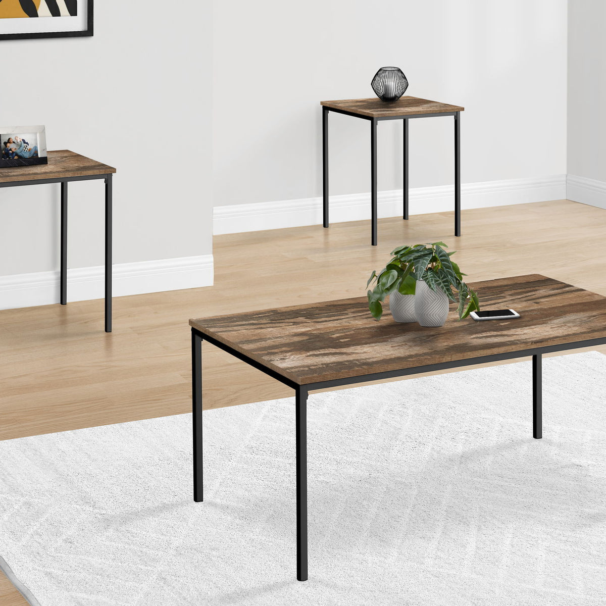 Table Set, Coffee, End, Contemporary, Modern (Set of 3)