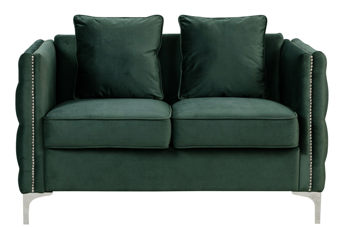 Bayberry - Velvet Loveseat With 2 Pillows