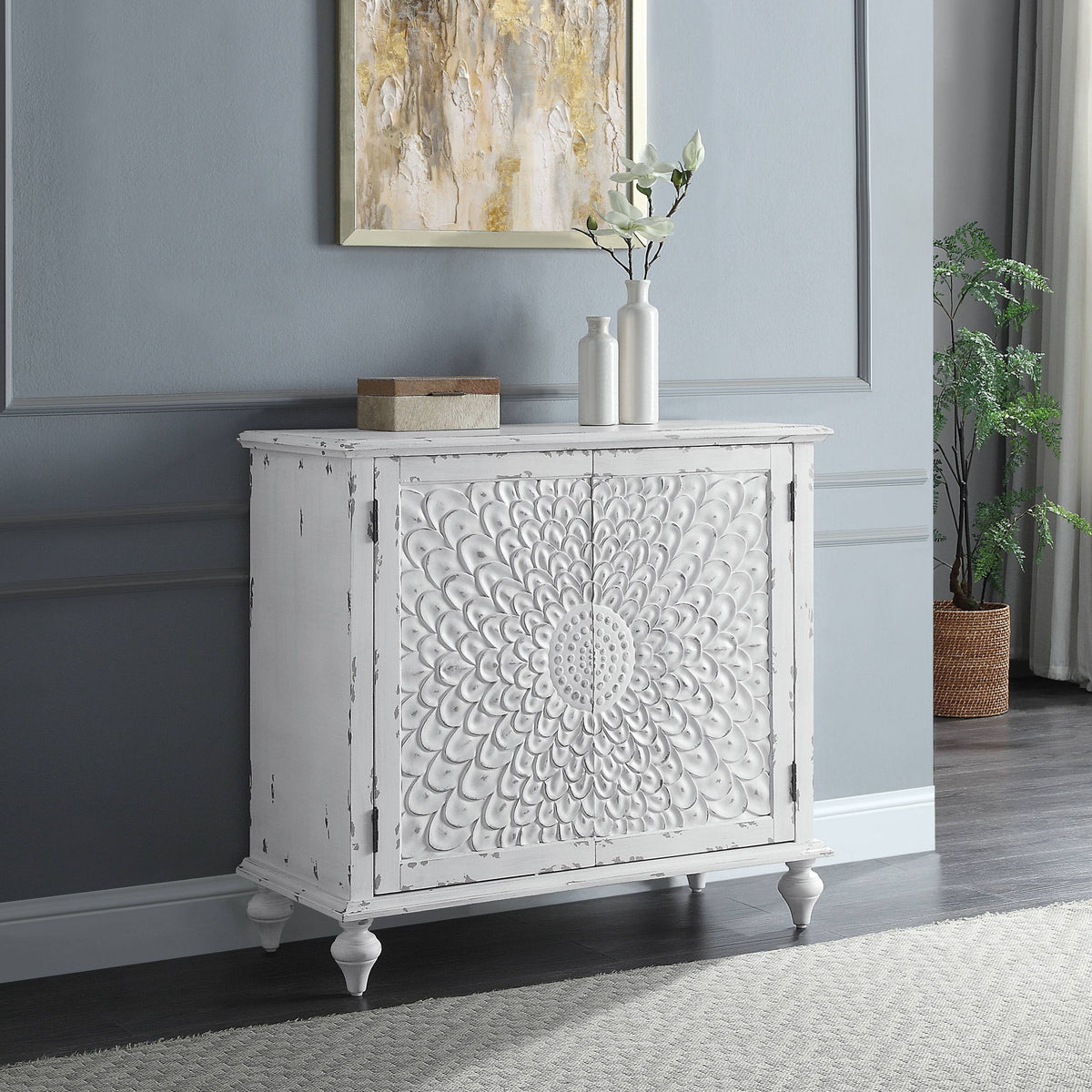 Daray - Antique Console Cabinet - White