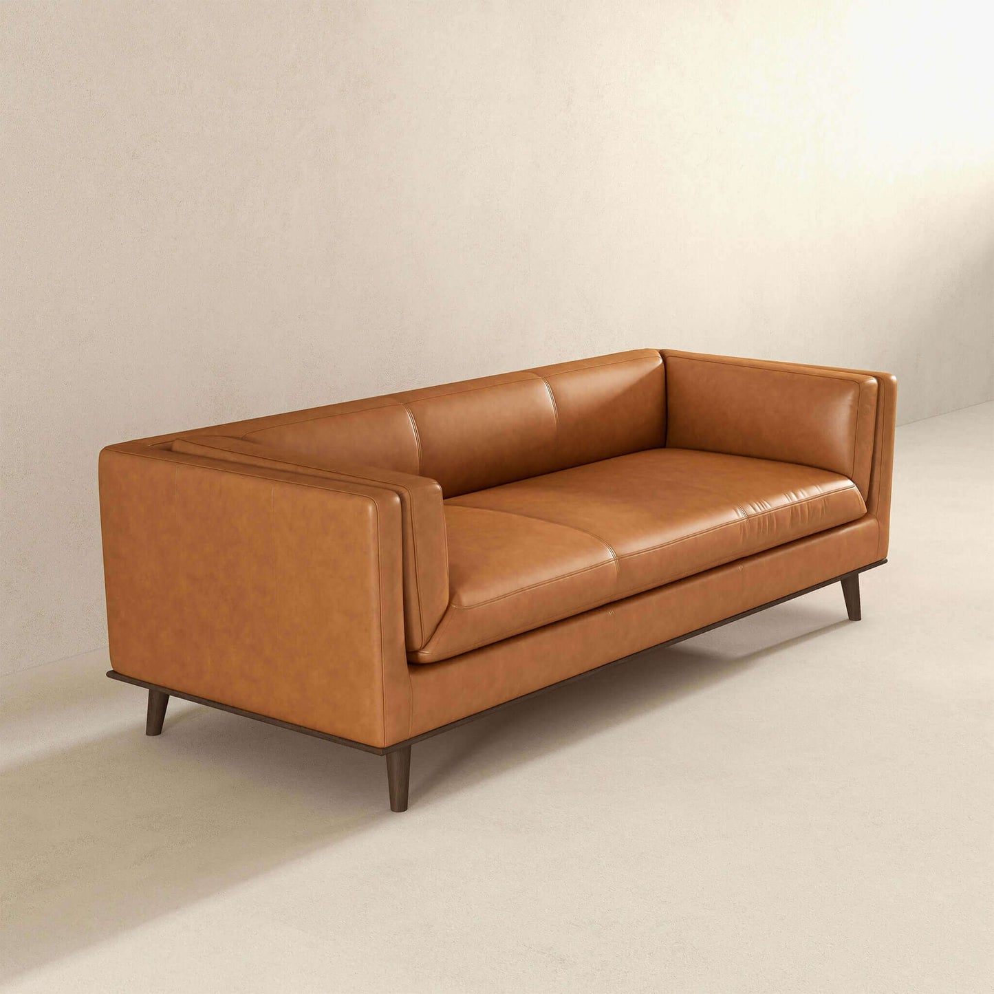 Ashcroft Furniture Cassidy Tan Genuine Leather Couch