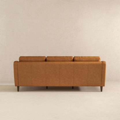 Ashcroft Furniture Cooper Mid Century Modern Tan Leather Sofa