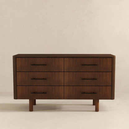 Ashcroft Furniture Logan Mid Century Modern Walnut Dresser With 6 Drawers