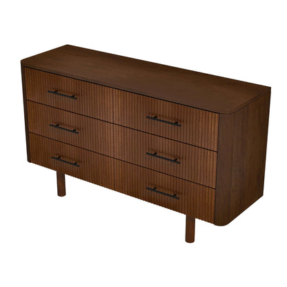 Ashcroft Furniture Logan Mid Century Modern Walnut Dresser With 6 Drawers