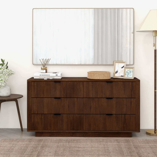 Ashcroft Furniture Lola Mid Century Modern Walnut Dresser With 6 Drawers