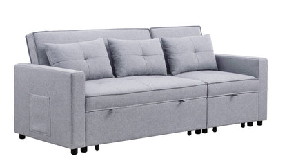 Zoey - Linen Convertible Sleeper Sofa With Side Pocket