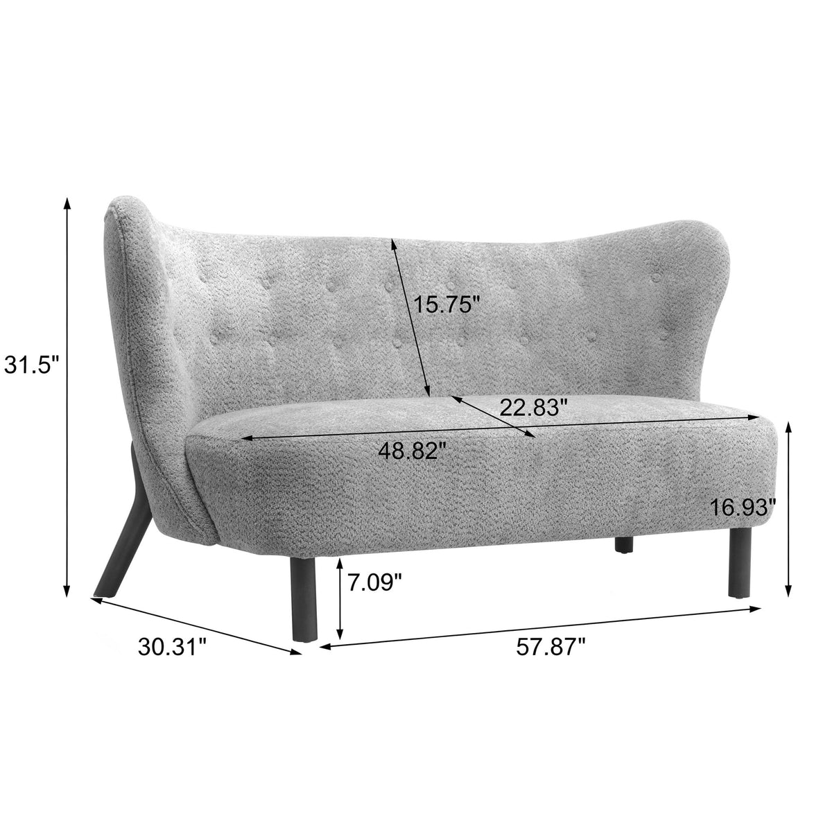 Nordic Chair Laid Back Loveseats With Curved Backres, No Armrests