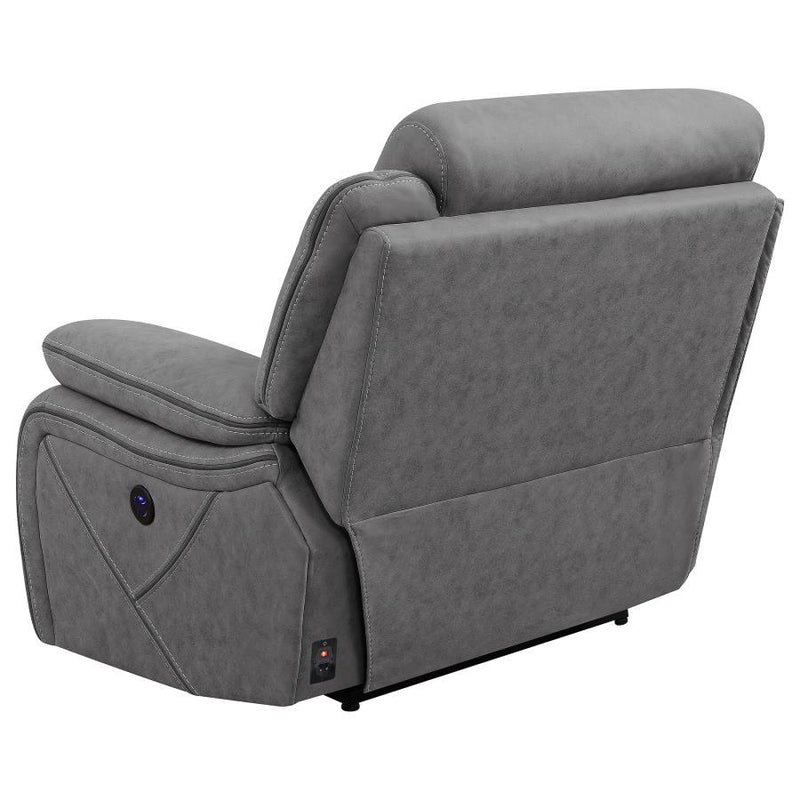 Higgins - Upholstered RAF Power Recliner - Gray