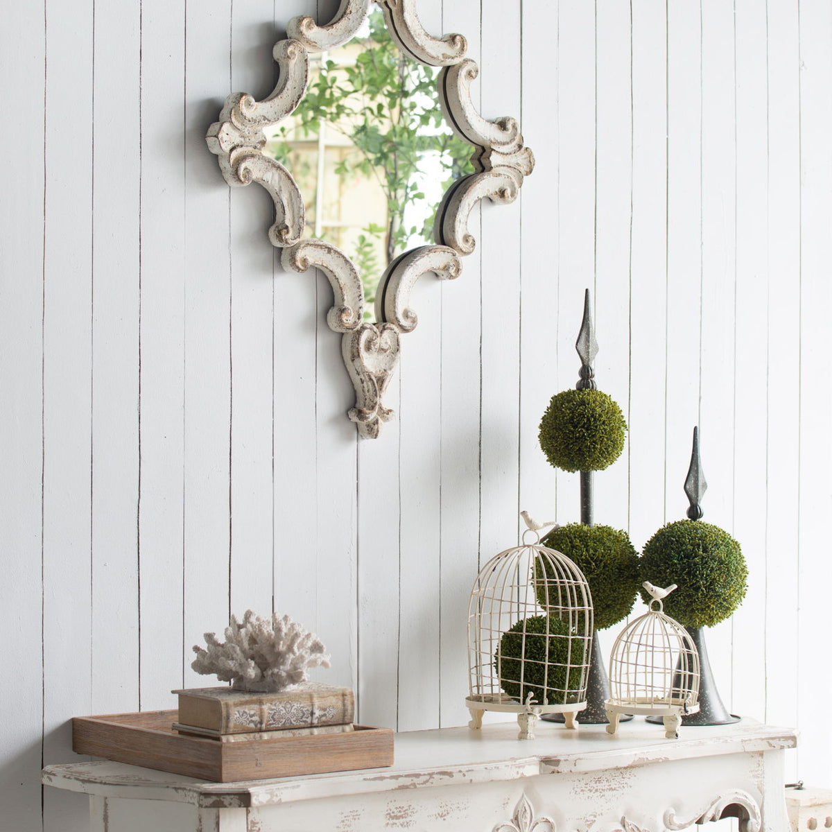 Slimline wash Console Table, For Hallway Living Room Bedroom - White Washed