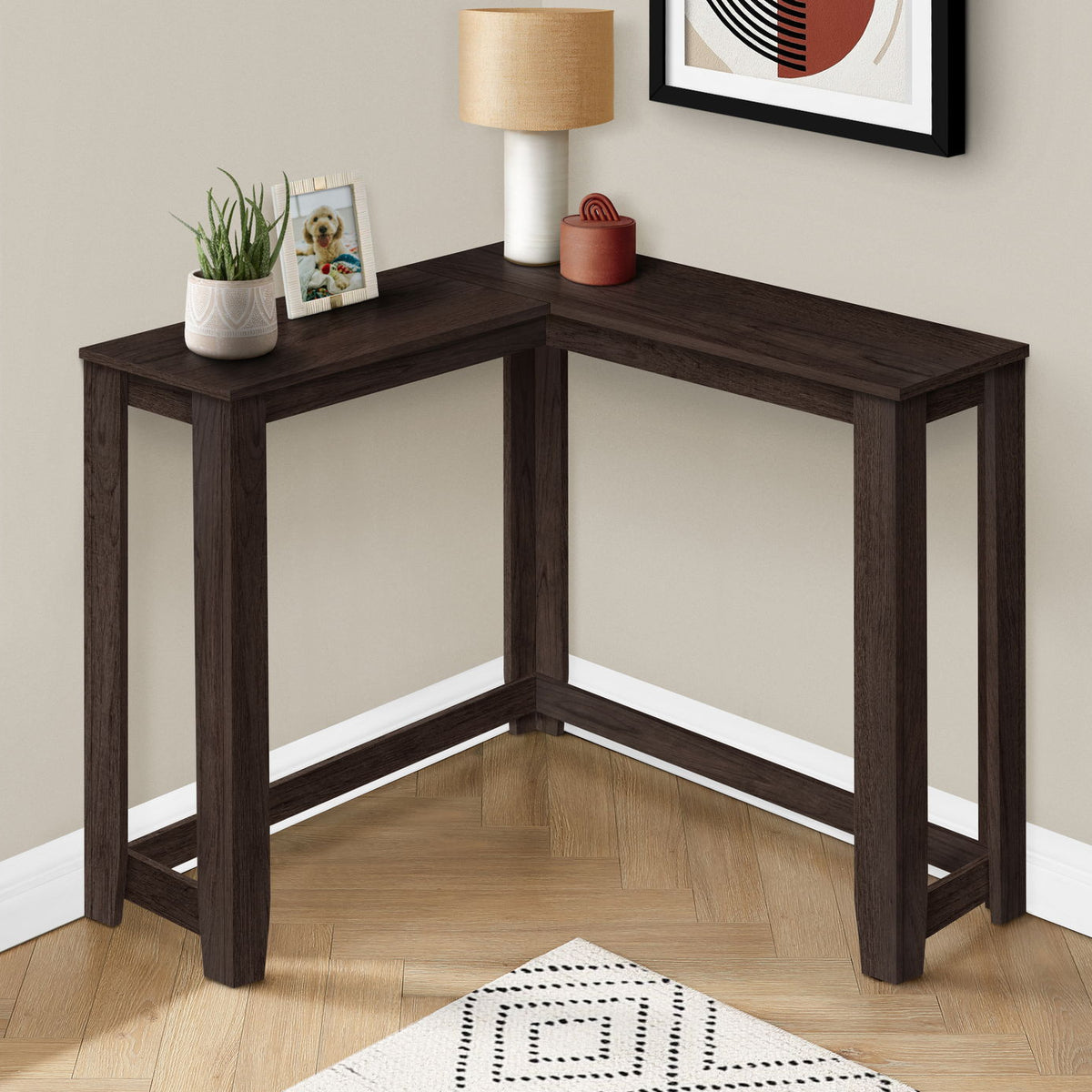 Corner Accent Console Table For Entryway, Unique Design Contemporary & Modern