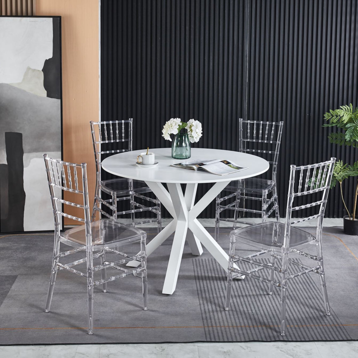 Welding Chair, Dining Chair, Plastic Seat (Set of 4) - Transparent