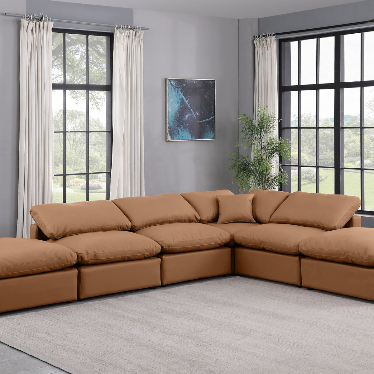 Indulge - Faux Leather 6 Piece Modular Armless Sectional