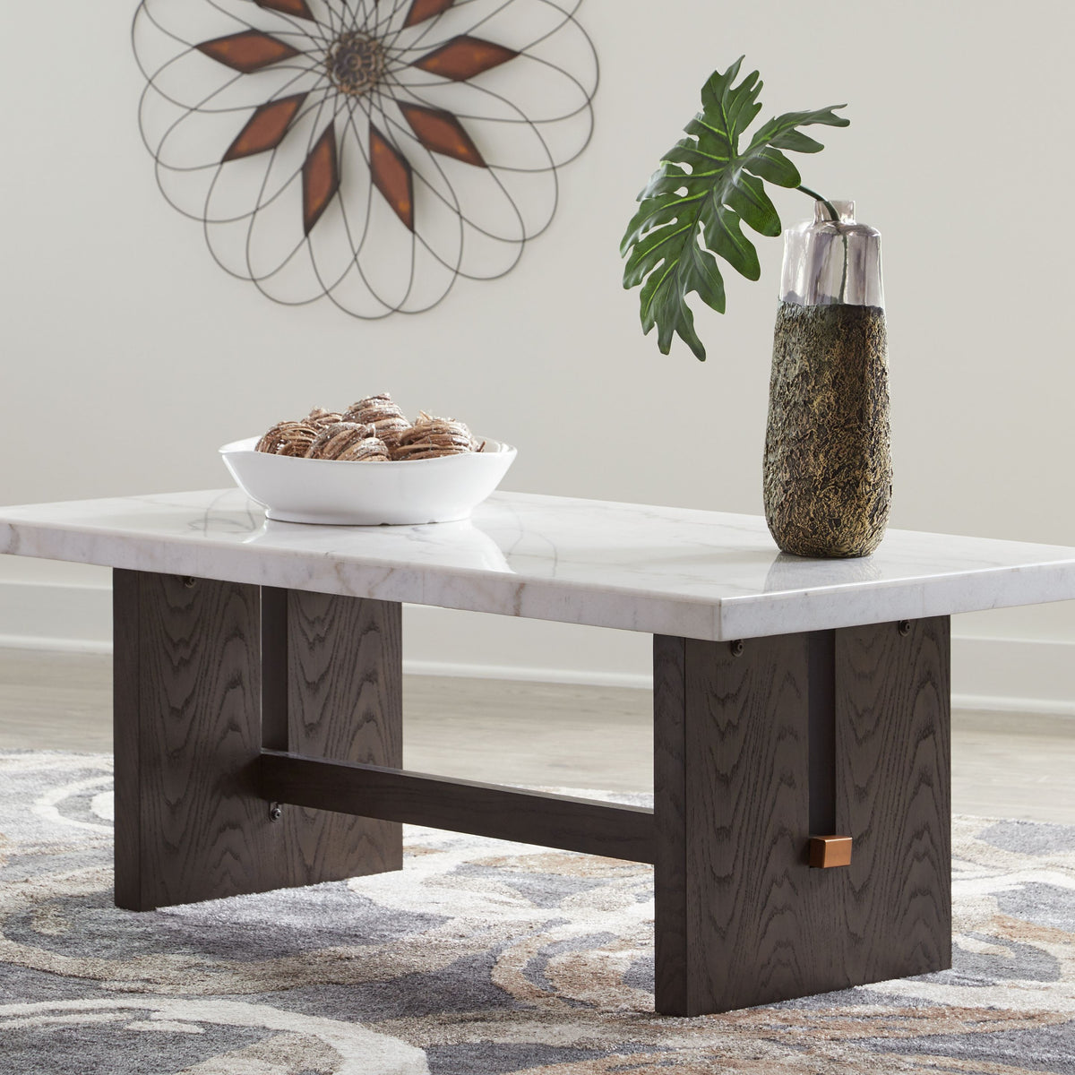 Burkhaus - Rectangular Cocktail Table - White / Dark Brown