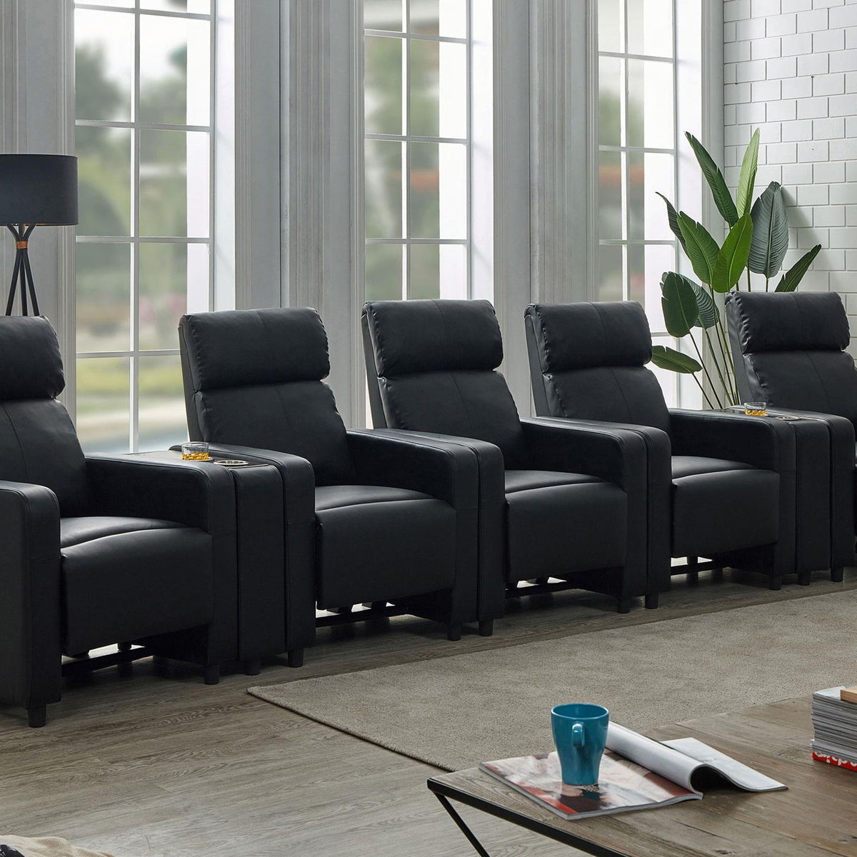 Toohey Upholstered Tufted Recliner Living Room Set Black