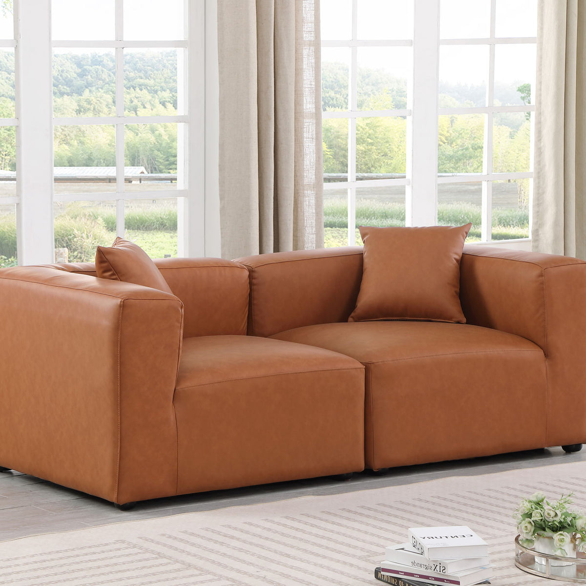 Cube - Modular 2 Piece Sofa - Cognac