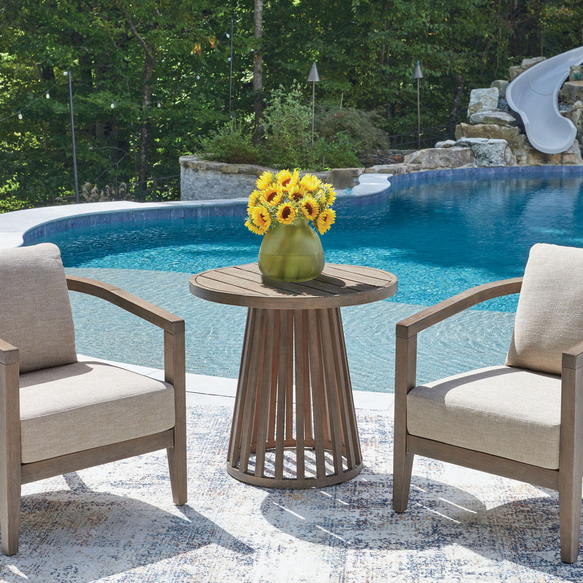 Joy Lagoon - Outdoor Chairs With Cushions/Table (Set of 3) - Beige