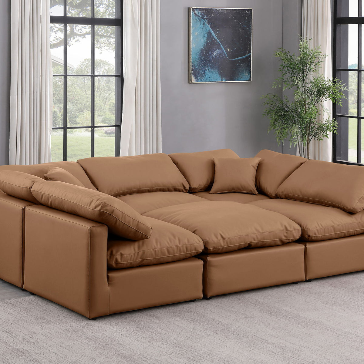 Indulge - Faux Leather 6 Piece Modular Sectional