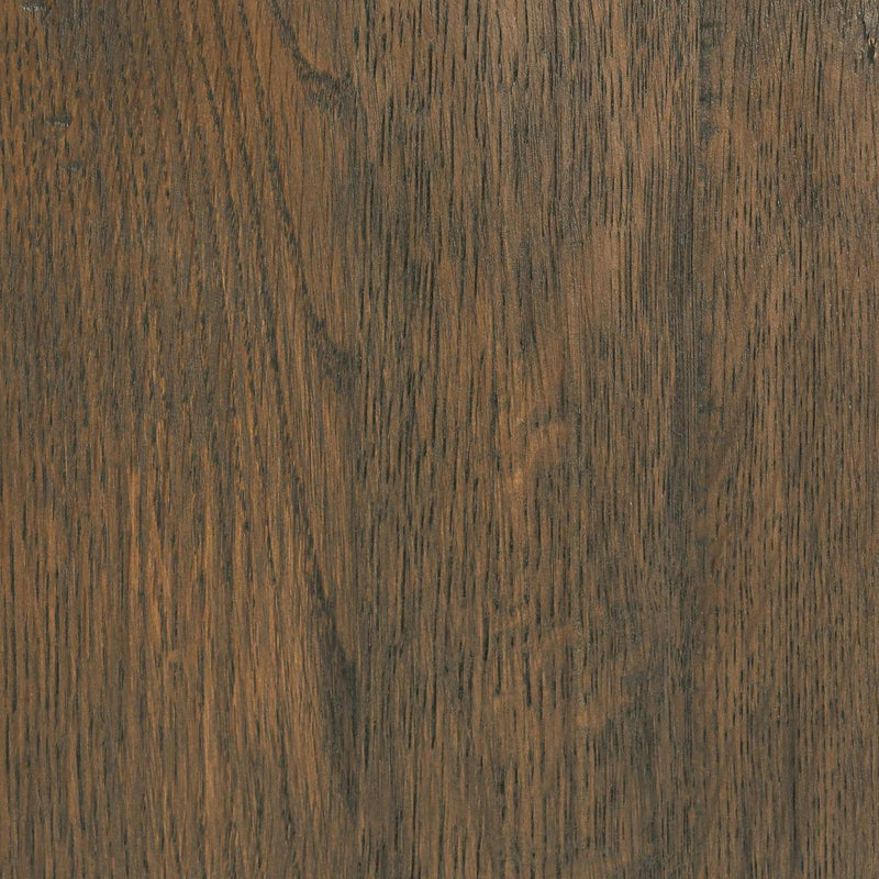 Close-up of dark wood grain finish on end table surface with visible texture.