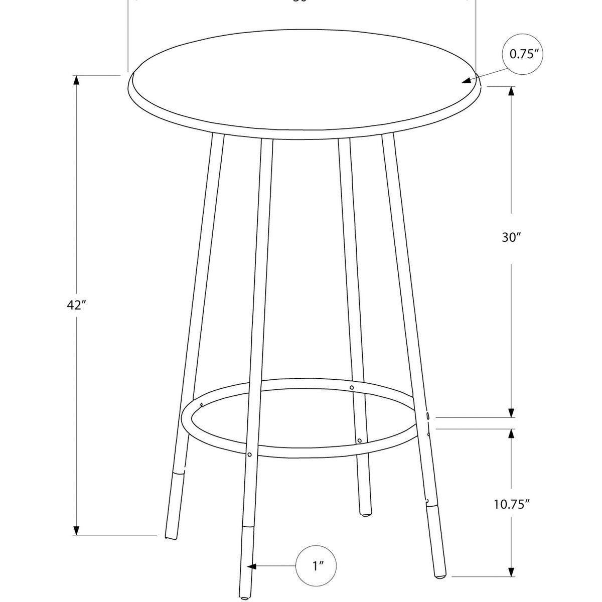 Home Bar Table With Bar Height, Small Round For Kitchen - Espresso