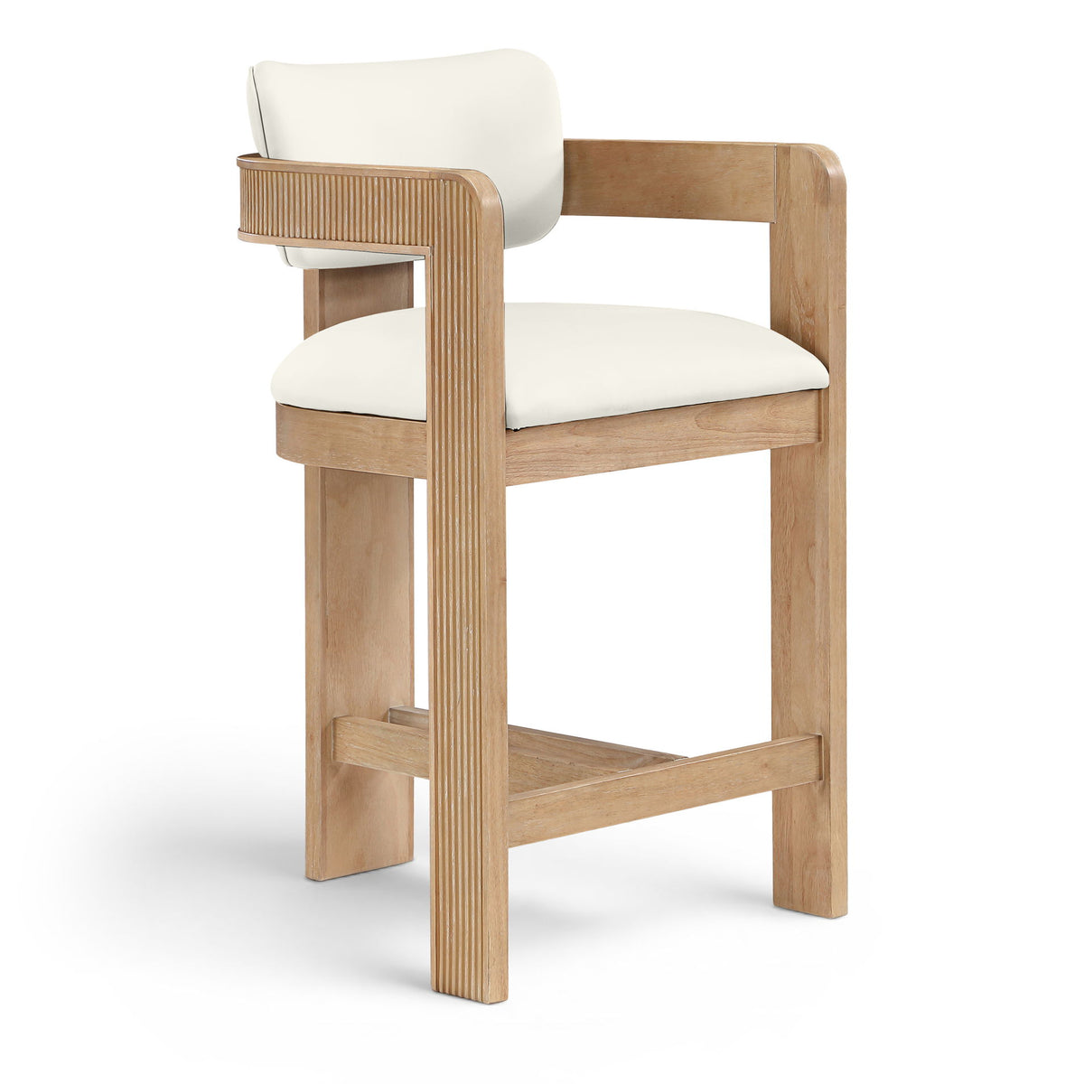 Sacha - Vegan Leather Upholstered Counter Stool With Natural Base