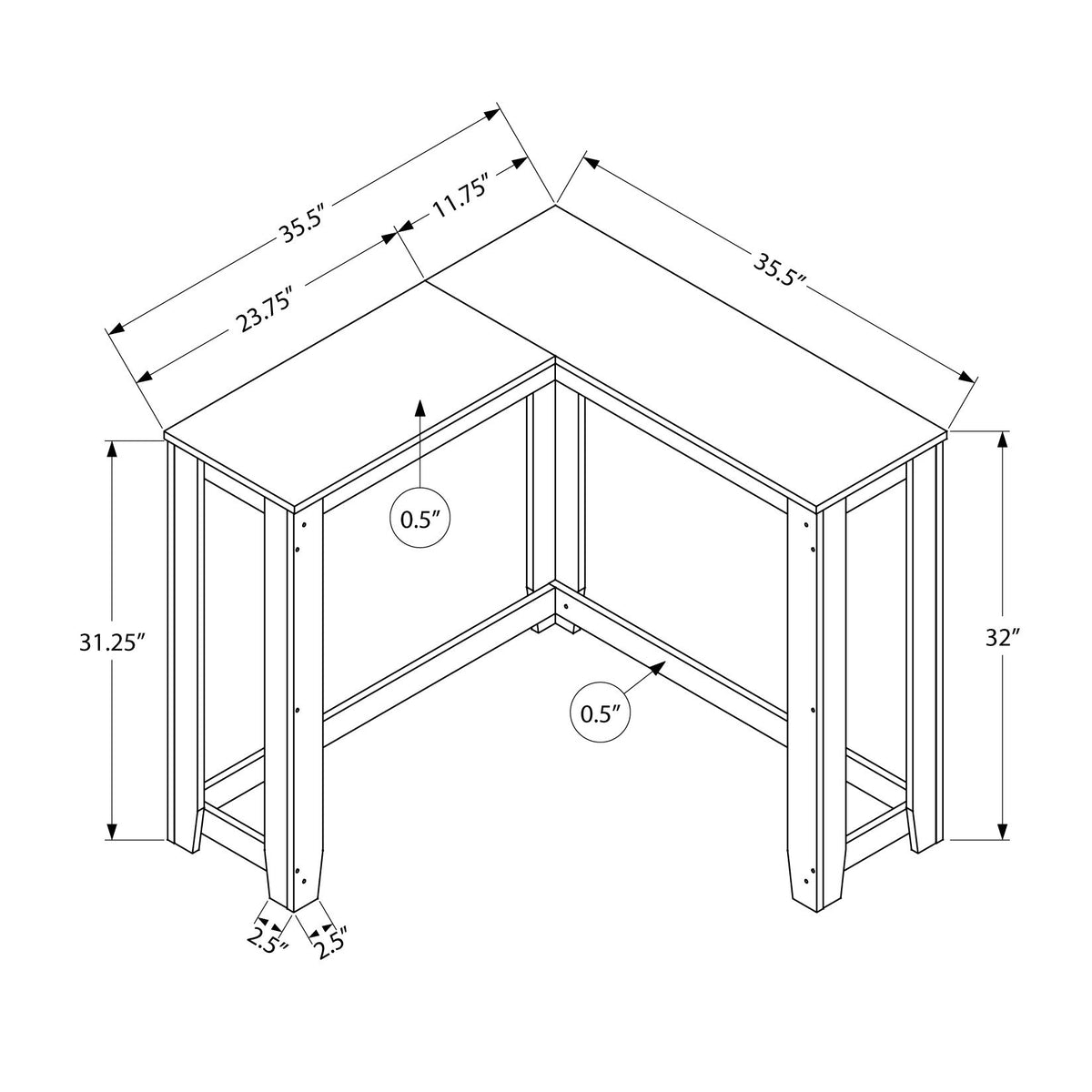 Corner Accent Console Table For Entryway, Contemporary & Modern - Cherry