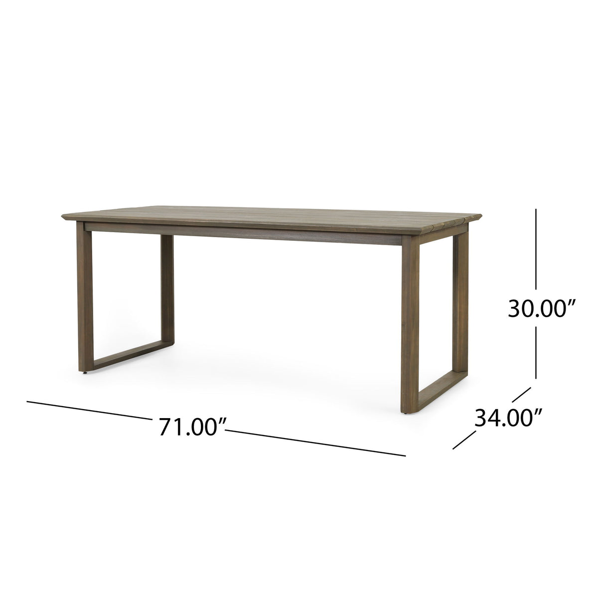 Rustic Nash Dining Table With Slat Design - Gray