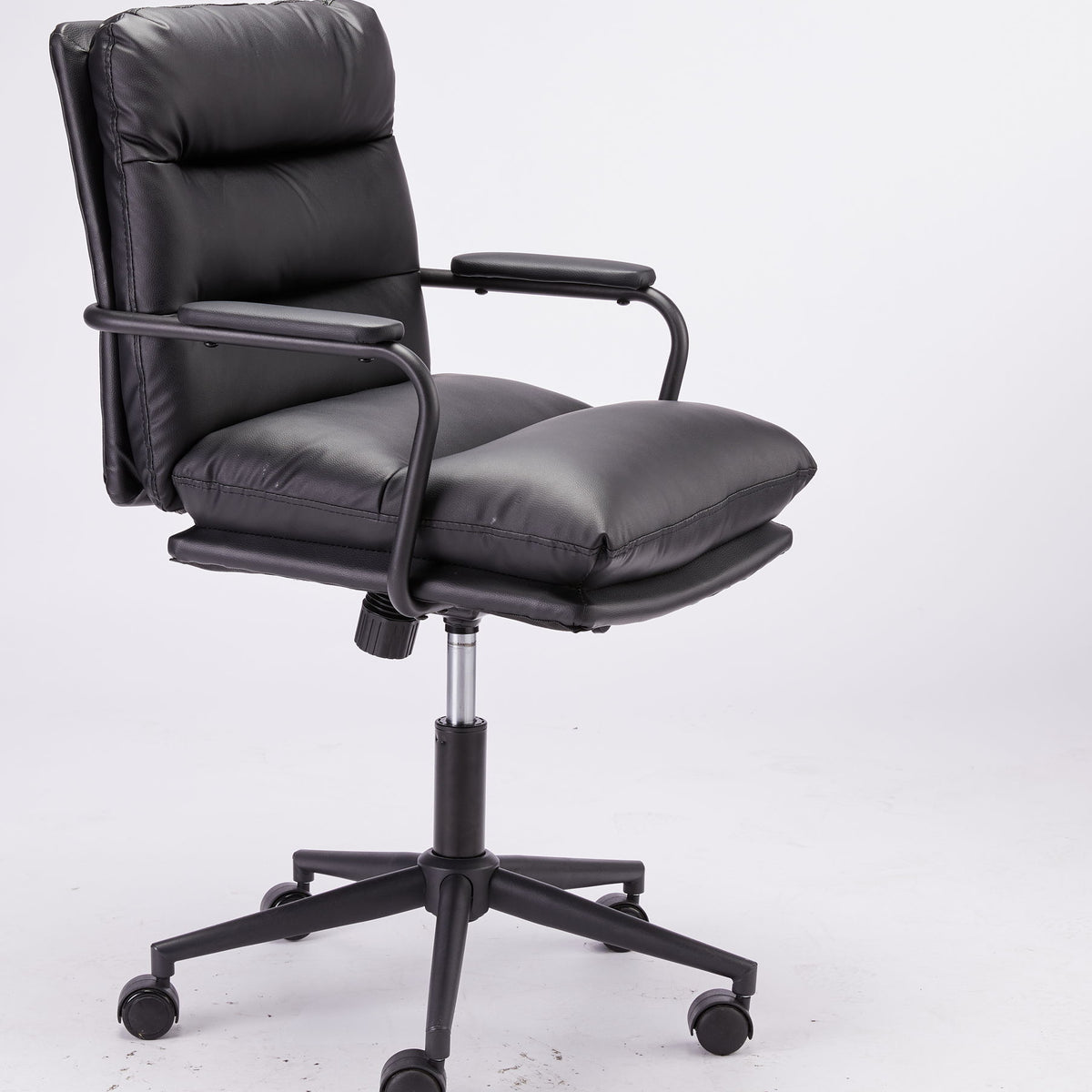 Office Chair Mid Back Desk Chair Modern Excutive Office Chair With Arms And Wheels For Home Office - Black