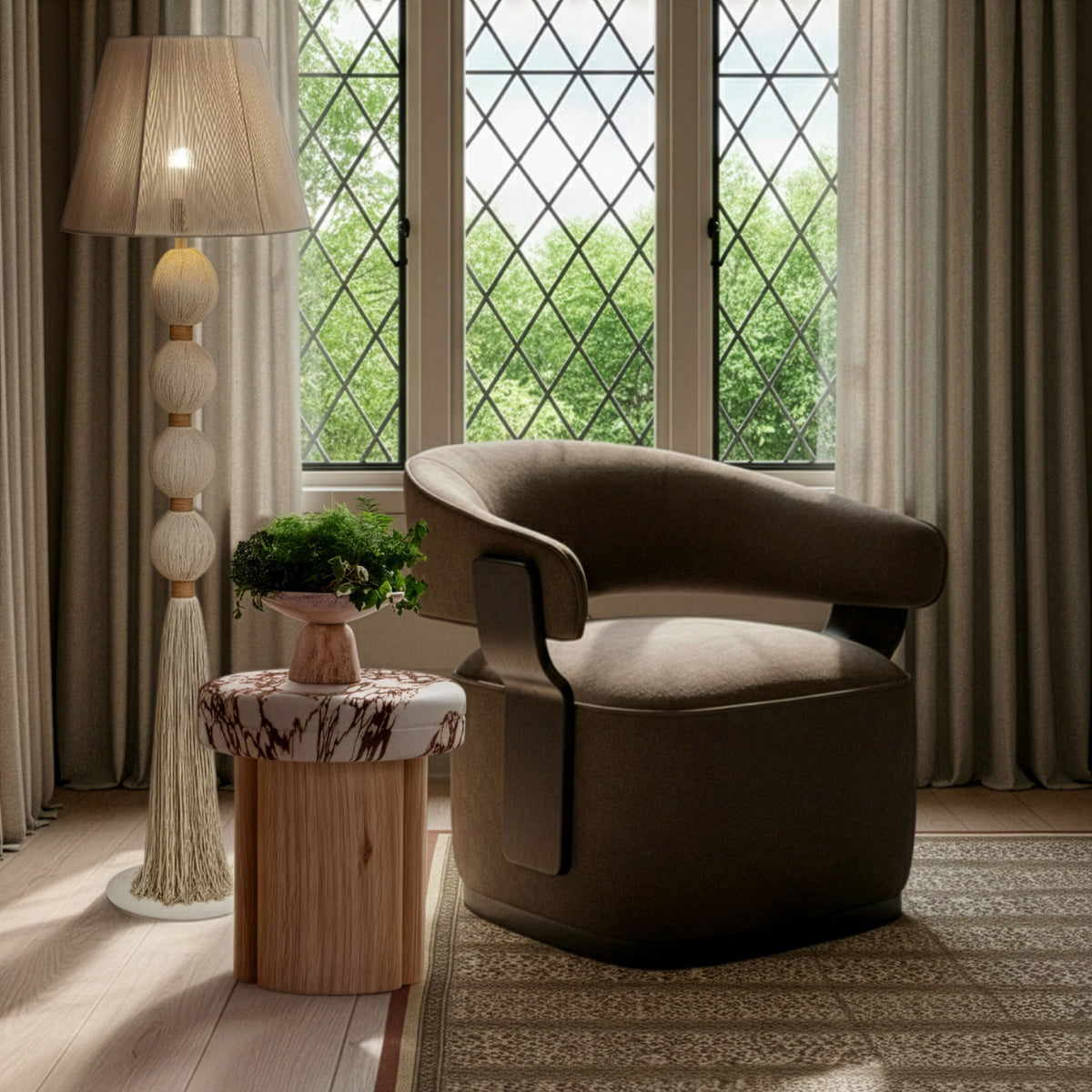 Madison - Linen Chenille Swivel Accent Chair
