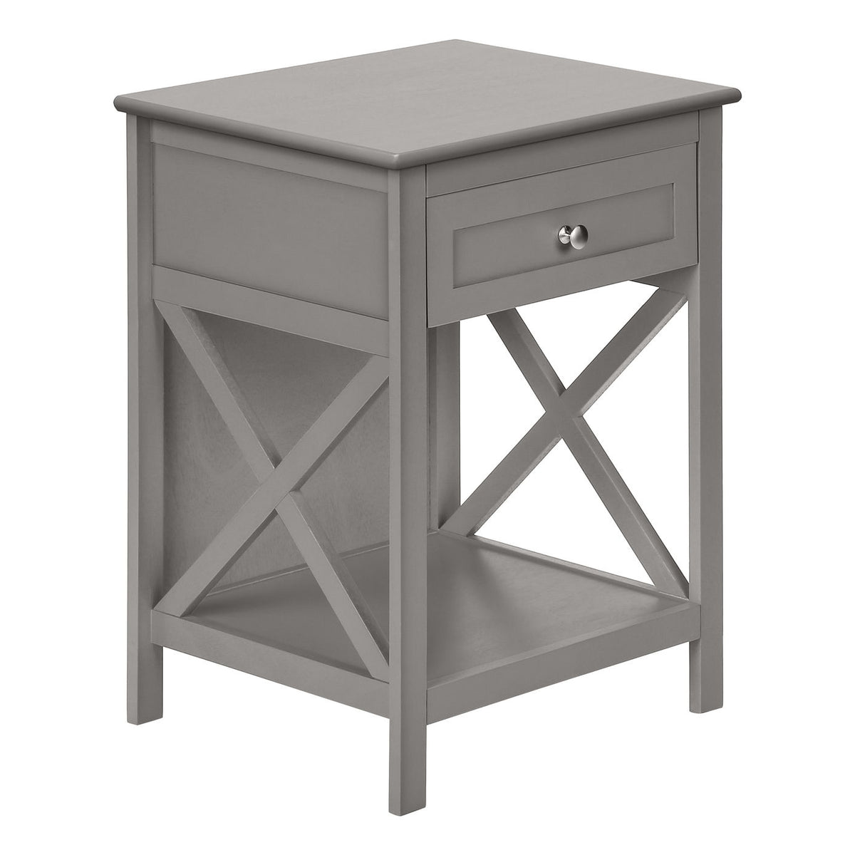 Accent End Table, 2 Tier, Storage Drawer, Transitional Style