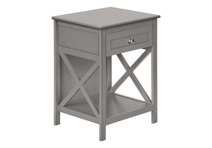 Accent End Table, 2 Tier, Storage Drawer, Transitional Style