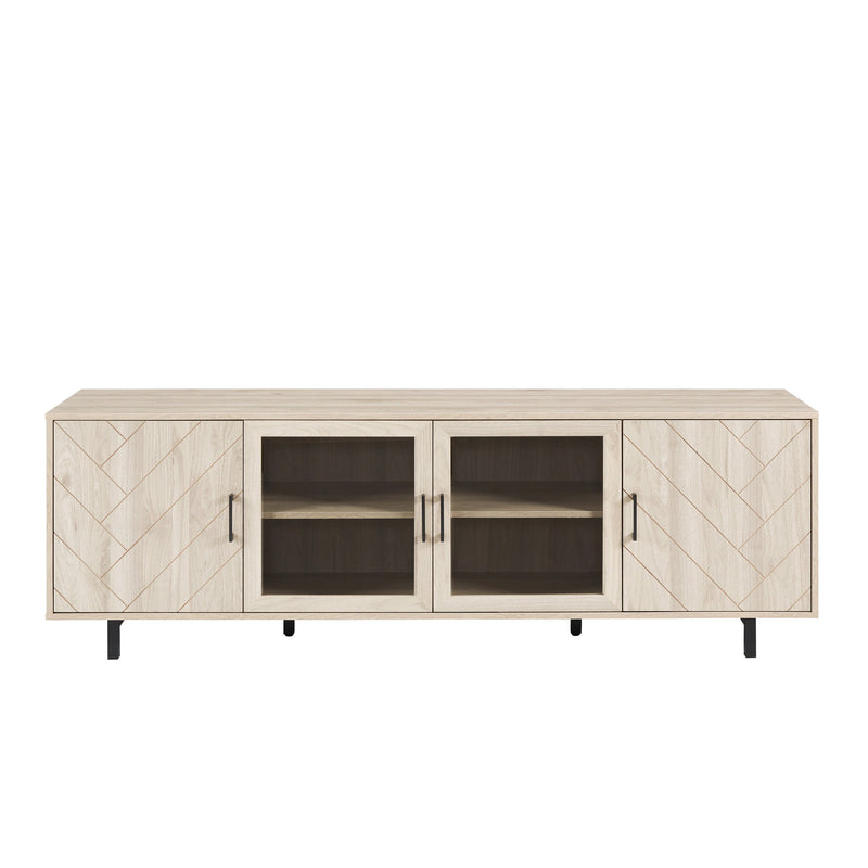 Modern Scandinavian 4 Door Herringbone 70" TV Stand For TVs Up To 80"