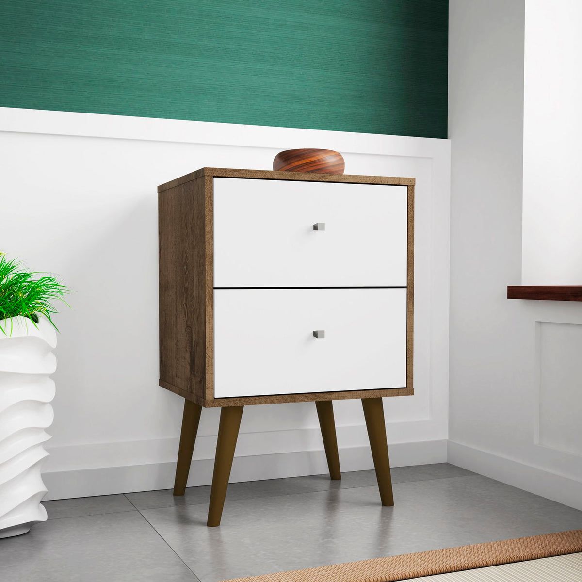 Manhattan Liberty - Nightstand With Rustic Brown Frame